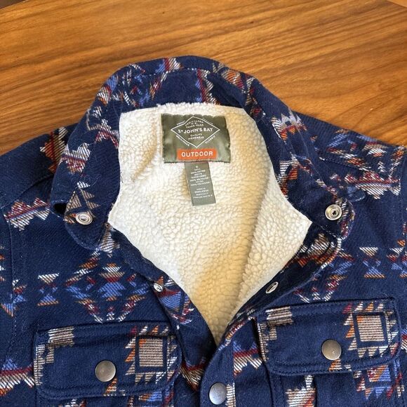 NWT St. John's Bay Men's Jacket Aztec Navajo Small Sherpa Navy Red Orange Brown - Picture 3 of 7